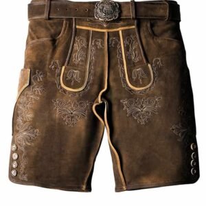Authentic Brown Lederhosen with Understated Black Embroidery