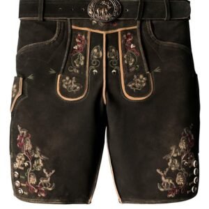 Faded Black Lederhosen Enhanced by Intricate Embroidery