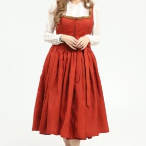 Red Bavarian Dirndl Dress Fiery Scarlet