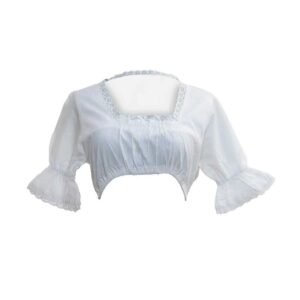 White Bavarian Flared Sleeve Cotton Dirndl Blouse