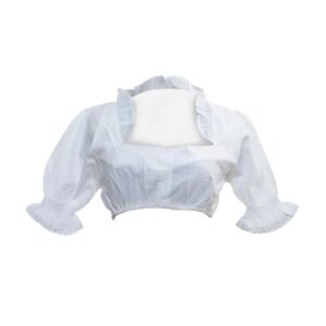 White Ruffle Trim Square Neck Dirndl Blouse