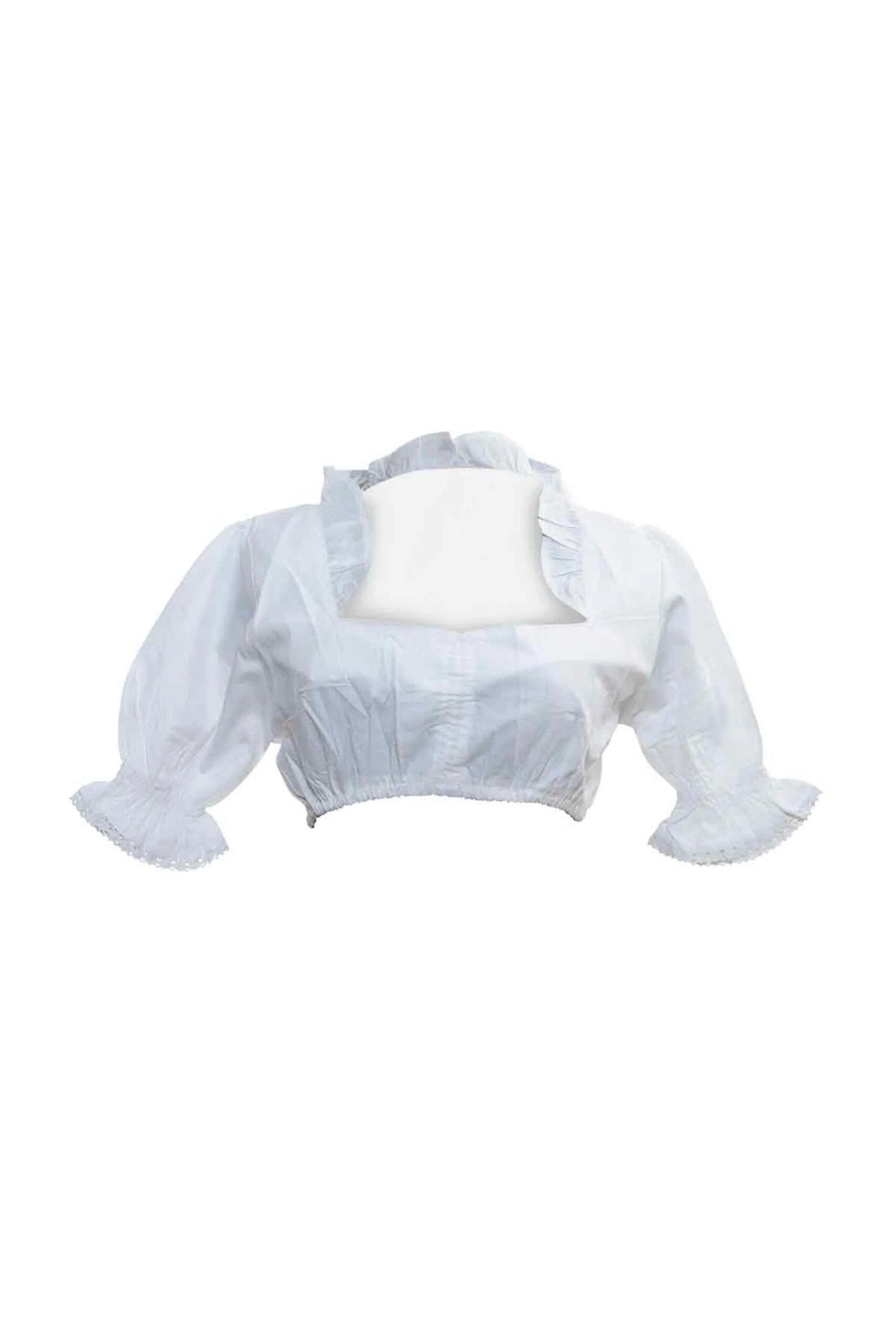 White Ruffle Trim Square Neck Dirndl Blouse