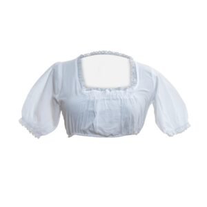 White Square Neck Puff Sleeve Dirndl Blouse