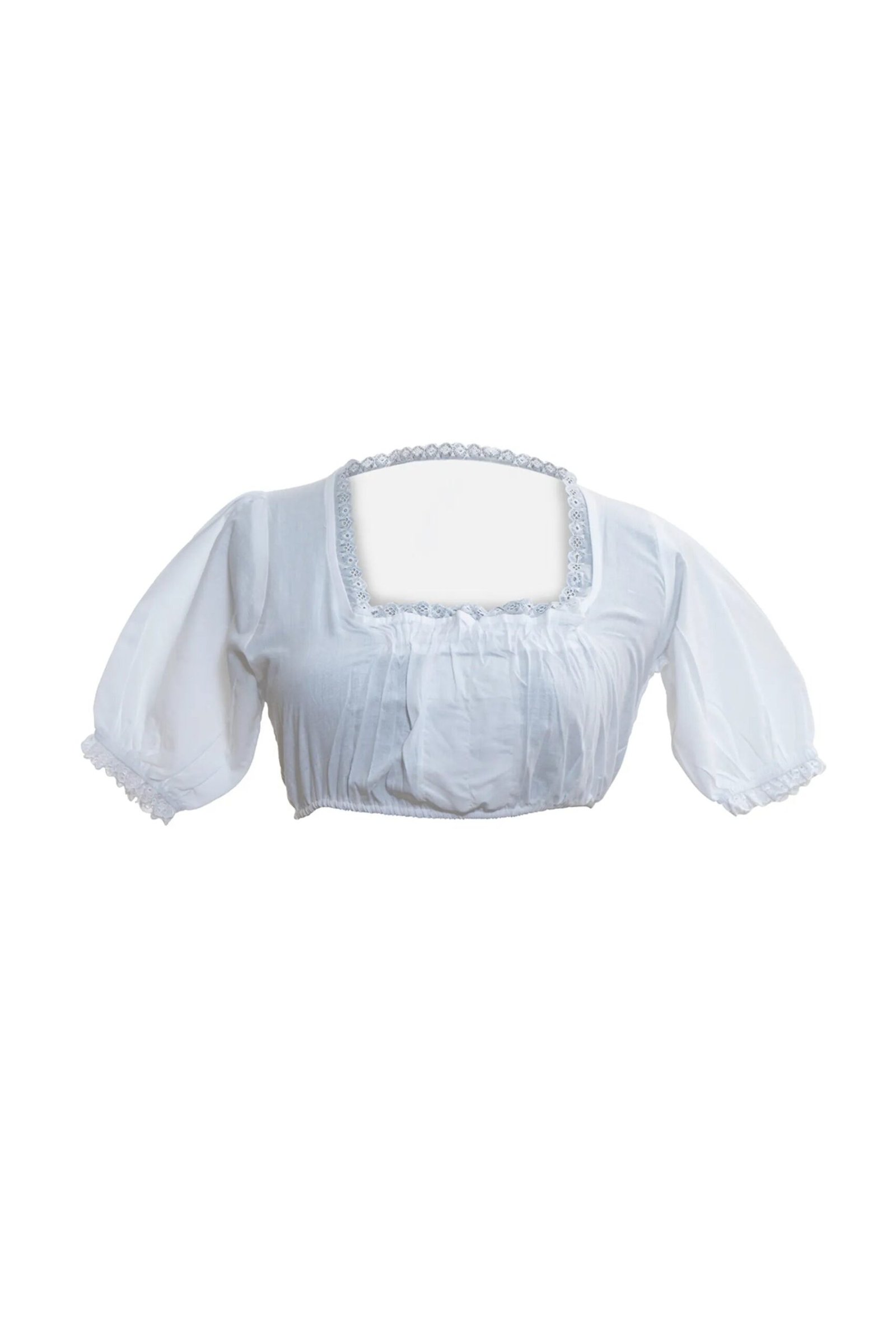 White Square Neck Puff Sleeve Dirndl Blouse