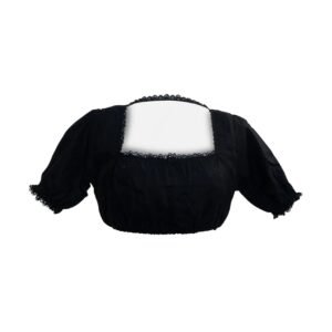 Black Square Neck Puff Sleeve Dirndl Blouse