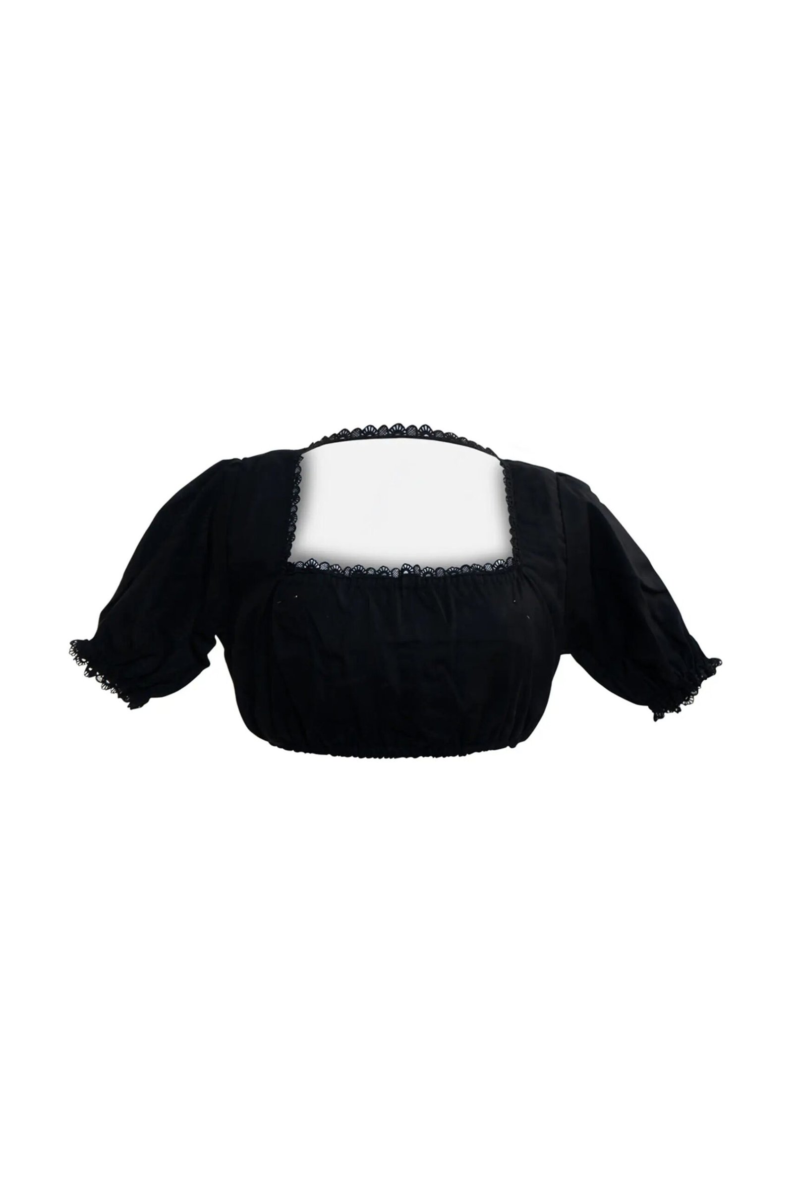 Black Square Neck Puff Sleeve Dirndl Blouse