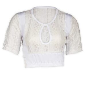 White Dirndl Chic Ribbon-Tied Blouse