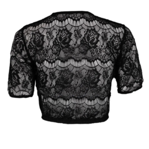 Black Short Sleeve Lace Dirndl Blouse