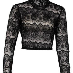 Black Sheer Floral Lace Dirndl Blouse