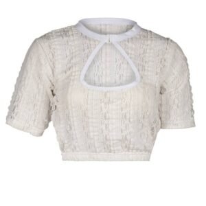 White Keyhole Neck Lace Dirndl Blouse