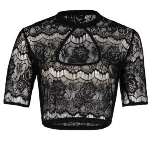Black Cropped Lace Dirndl Blouse