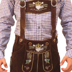 Traditional Short Lederhosen in Dark Brown Color