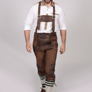 Knee Long Trachten Bundhosen Dark Brown